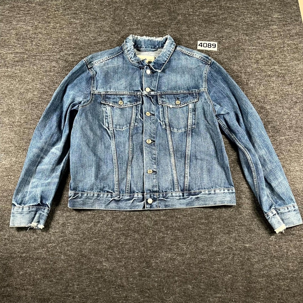Logg Label of Graded Goods Trucker Jacket Mens XL Blue Denim Button Front Casual